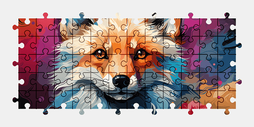 Jigsaw puzzle online fox,painting,animal,colorful