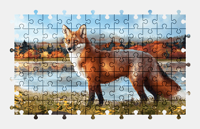 Jigsaw puzzle online fox,painting,animal,nature,colorful