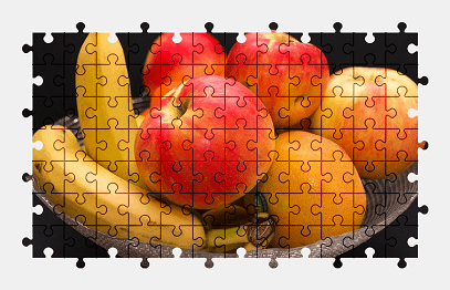 Jigsaw puzzle online fruit,banana,apple,orange,food,colorful