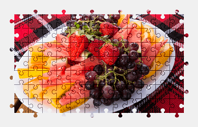 Jigsaw puzzle online fruit,grapes,strawberry,watermelon,colorful,food