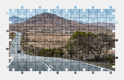 Jigsaw puzzle online island,road,landscape,mountains,nature