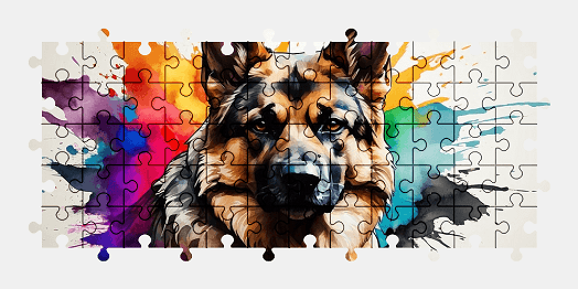 Jigsaw puzzle online german-shepherd,painting,dog,animal,colorful