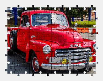Jigsaw puzzle online red,gmc,pickup,truck,vehicle,colorful