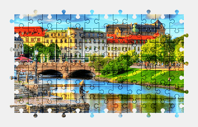 Jigsaw puzzle online sweden,city,bridge,building,colorful,architecture