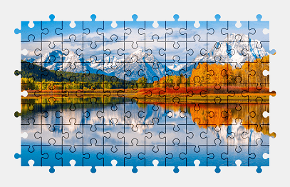 Jigsaw puzzle online wyoming,lake,mountains,usa,colorful,nature,autumn,reflection