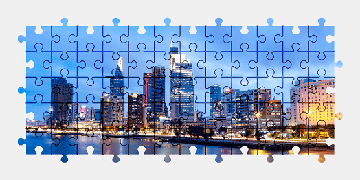 Jigsaw puzzle online city,vietnam,skyscraper,building,colorful