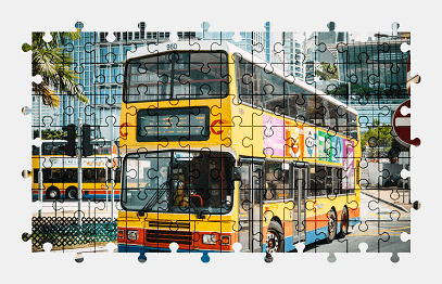 Jigsaw puzzle online bus,hong-kong,city,china,vehicle,colorful