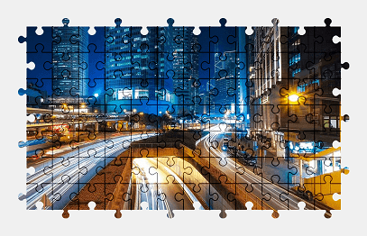 Jigsaw puzzle online hong-kong,night-city,night,city,road,building,china