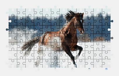 Jigsaw puzzle online horse,snow,animal,winter,nature,colorful