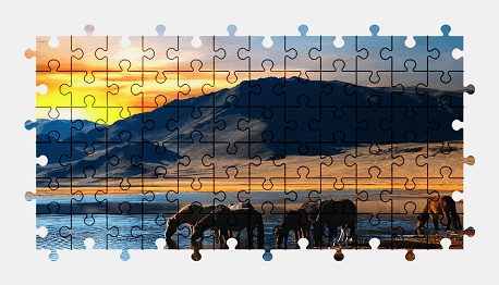 Jigsaw puzzle online horse,animal,nature,colorful,lake