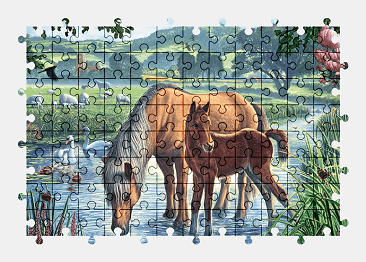 Jigsaw puzzle online horse,painting,art,colorful,nature