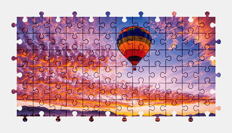 Jigsaw puzzle online hot-air-balloon,aircraft,vehicle,colorful,sky,sunset
