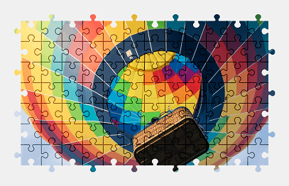 Jigsaw puzzle online hot-air-balloon,aircraft,vehicle,colorful,rainbow