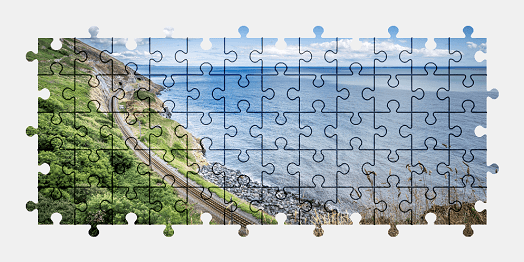 Jigsaw puzzle online ireland,seascape,landscape,railway,nature,colorful