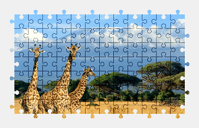 Jigsaw puzzle online volcano,mountains,africa,giraffe,animal,landscape,nature,tree,colorful