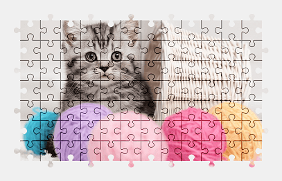 Jigsaw puzzle online kitten,animal,cat,pet,colorful,cute,yarn