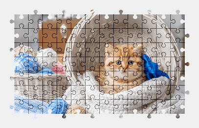 Jigsaw puzzle online kitten,basket,animal,colorful,cute,pet