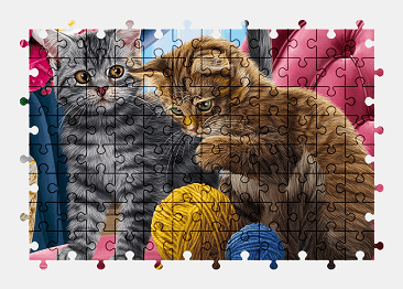 Jigsaw puzzle online kitten,cat,animal,yarn,painting,colorful,art