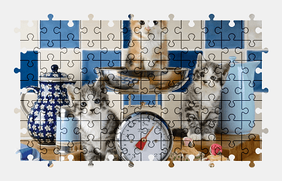 Jigsaw puzzle online kitten,kitchen,animal,pet,colorful