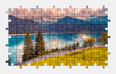 Jigsaw puzzle online lake,nature,mountains,colorful,landscape