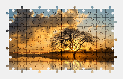 Jigsaw puzzle online lake,sunset,tree,nature,colorful