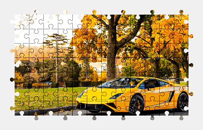 Jigsaw puzzle online lamborghini,sports-car,car,vehicle,autumn,colorful
