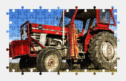 Jigsaw puzzle online red,tractor,vehicle,colorful