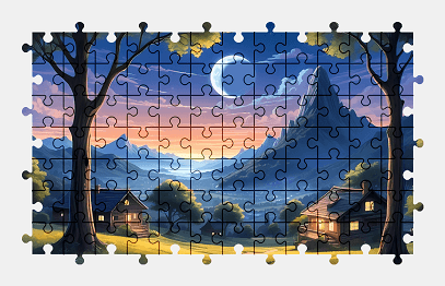 Jigsaw puzzle online landscape,nature,colorful,mountains,painting