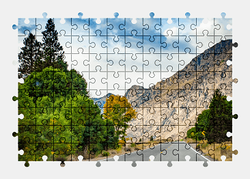Jigsaw puzzle online landscape,mountains,road,colorful