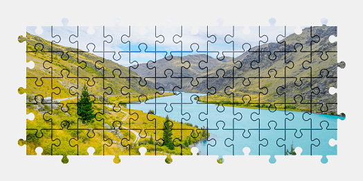Jigsaw puzzle online landscape,mountains,river,colorful,nature