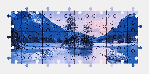 Jigsaw puzzle online winter,landscape,lake,mountains