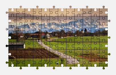 Jigsaw puzzle online landscape,road,mountains,colorful,countryside