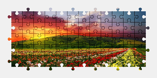 Jigsaw puzzle online landscape,colorful,flower,nature,sunset