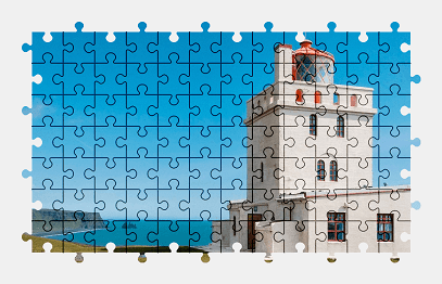 Jigsaw puzzle online lighthouse,iceland,building,coast,nature,water,colorful