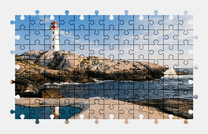 Jigsaw puzzle online lighthouse,canada,coast,ocean,sea,travel,colorful