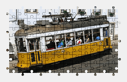 Jigsaw puzzle online lisbon,tram,transport,vehicle,portugal