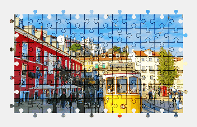 Jigsaw puzzle online lisbon,tram,vehicle,city,colorful
