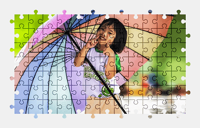 Jigsaw puzzle online girl,umbrella,children,people,colorful