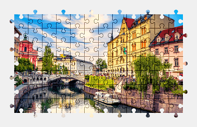Jigsaw puzzle online city,slovenia,architecture,colorful,building
