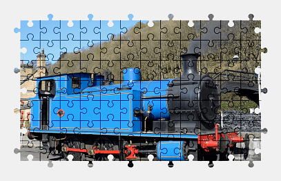 Jigsaw puzzle online blue,locomotive,train,station,england,vehicle