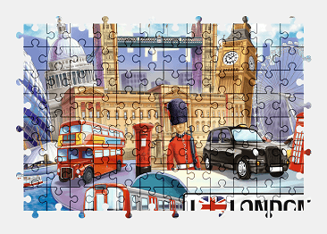 Jigsaw puzzle online london,painting,bus,ferris-wheel,building,architecture,city,england,colorful,tower-bridge