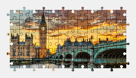 Jigsaw puzzle online london,sunset,clock,bridge,architecture,city,england,colorful