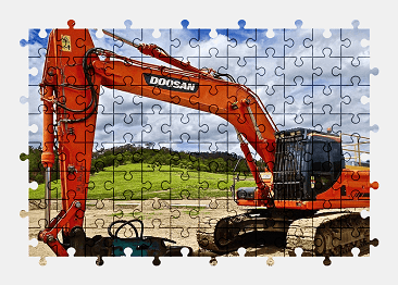 Jigsaw puzzle online orange,excavator,vehicle,colorful