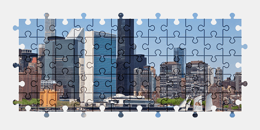 Jigsaw puzzle online manhattan,new-york,city,skyscraper,building,usa,colorful