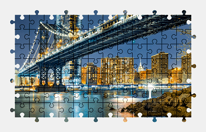 Jigsaw puzzle online manhattan,bridge,new-york,city,usa,skyscraper,building,colorful