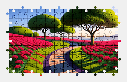 Jigsaw puzzle online garden,road,tree,nature,colorful,art
