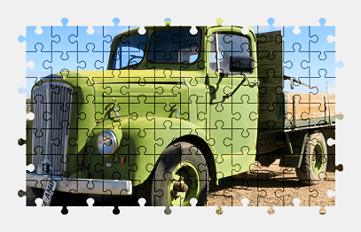 Jigsaw puzzle online green,truck,vehicle,colorful