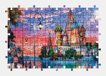 Jigsaw puzzle online moscow,city,architecture,building,colorful