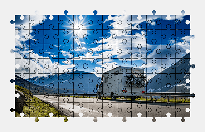 Jigsaw puzzle online vehicle,mountains,road,colorful,nature