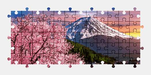 Jigsaw puzzle online mountains,japan,tree,colorful,landscape